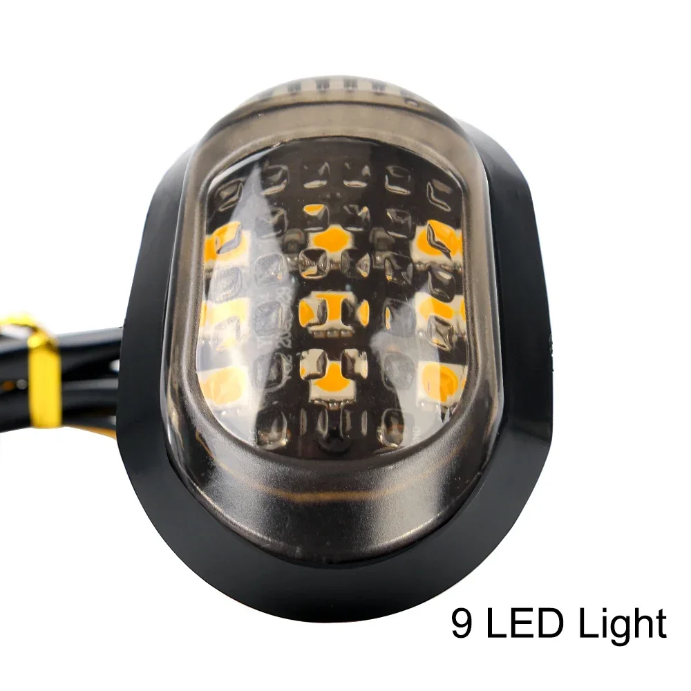 2pcs 12V Motorcycle Turn Signals A Pair 9 LED Motorbike Indicators Blinker Yellow Lighting Flasher Piranha Turn Signal Light