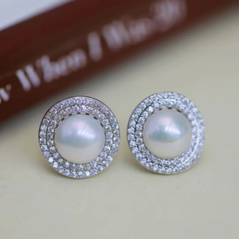 

Natural S925 pin 9-10MM large pearl earrings women