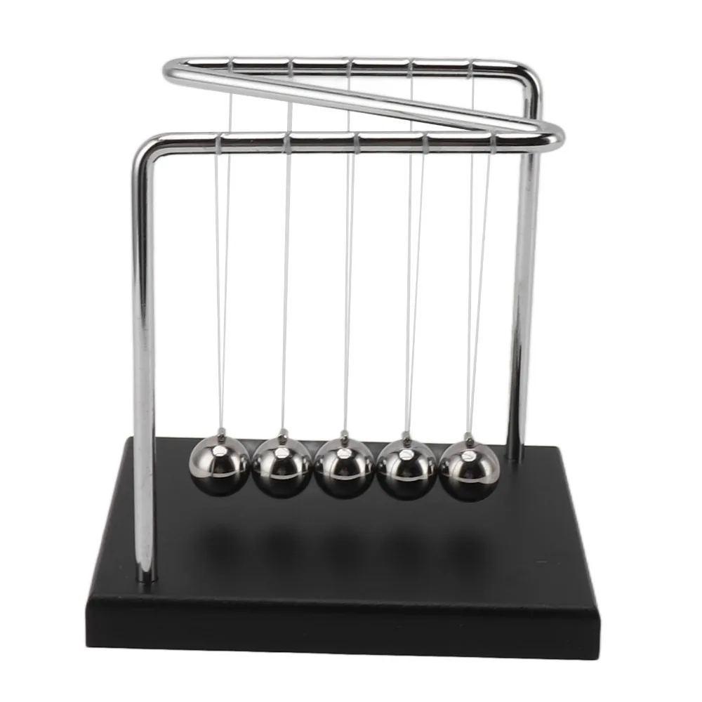 5.51x4.65x5.91in Balance Pendulum Ball Wooden Base Stainless Steel Desktop Balancing Balls N Shape Design Physics
