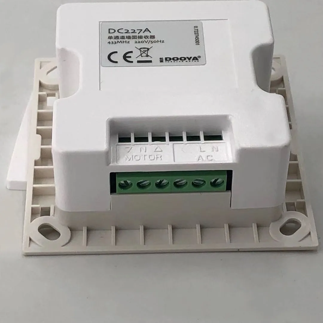 Receptor de pared Dooya DC227A de un solo canal RF433, compatible con persianas tubulares Dooya S Motor/S, funciona con emisores Dooya RF433 como