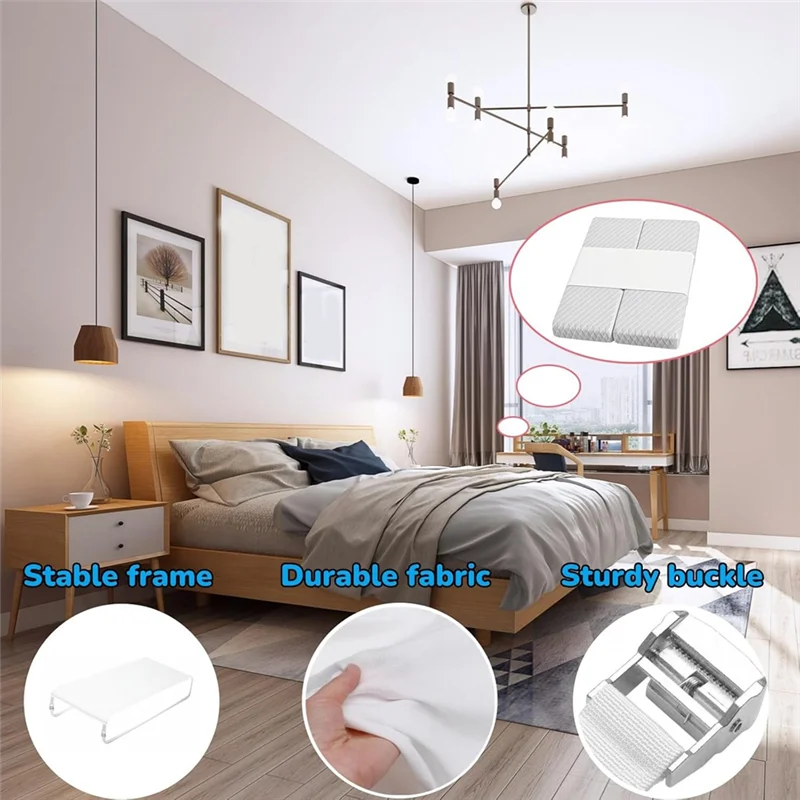 【سعر السعر!】محول سرير طويل بزر معدني، جسر سرير مزدوج إلى الملك مع أشرطة تثبيت، حشو فجوة كينج سبليت قابل للتعديل B