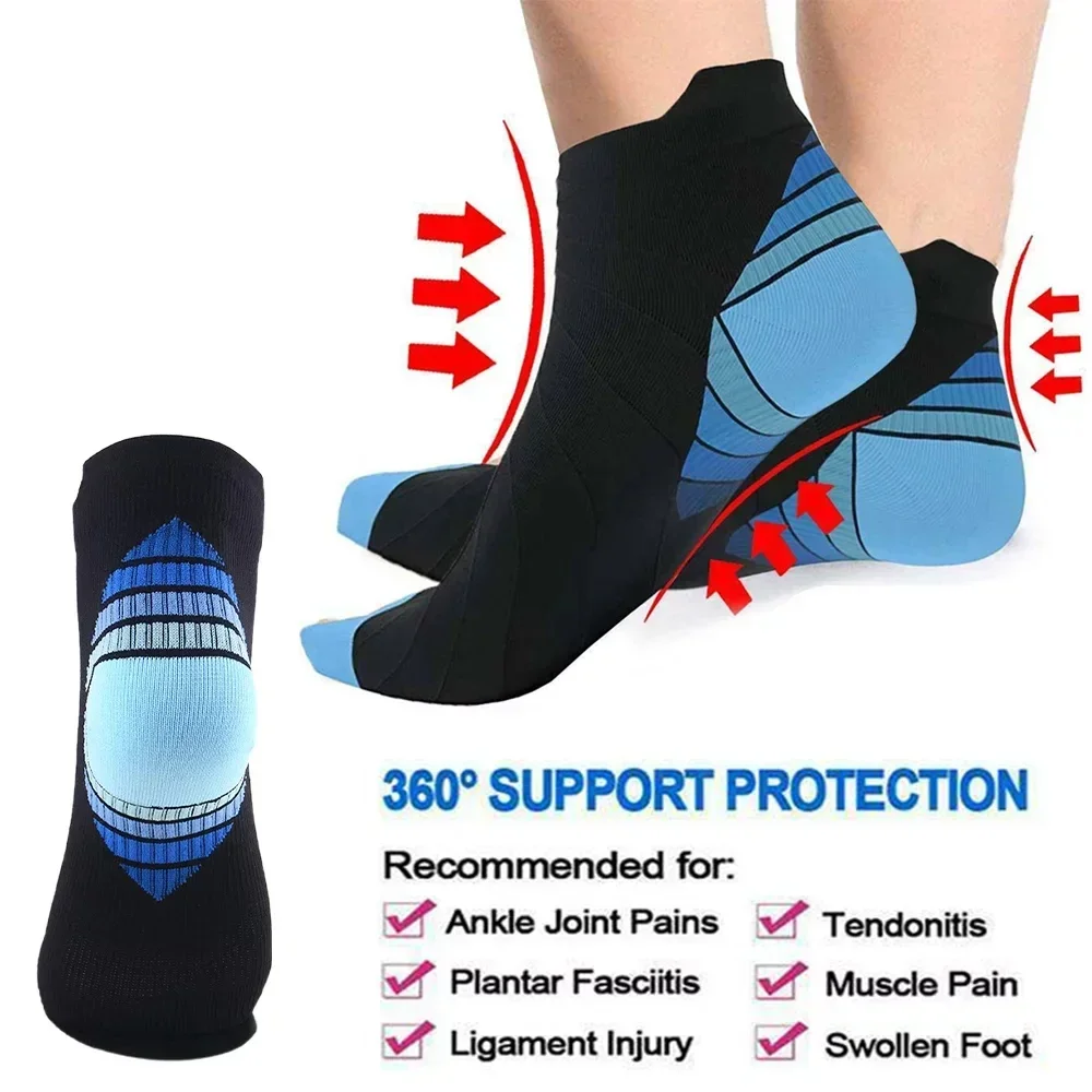 1Pair Ankle Compression Short Socks for Men and Women - 15-20 mmHg Low Cut Compression Running Nursing Sock with Ankle Support