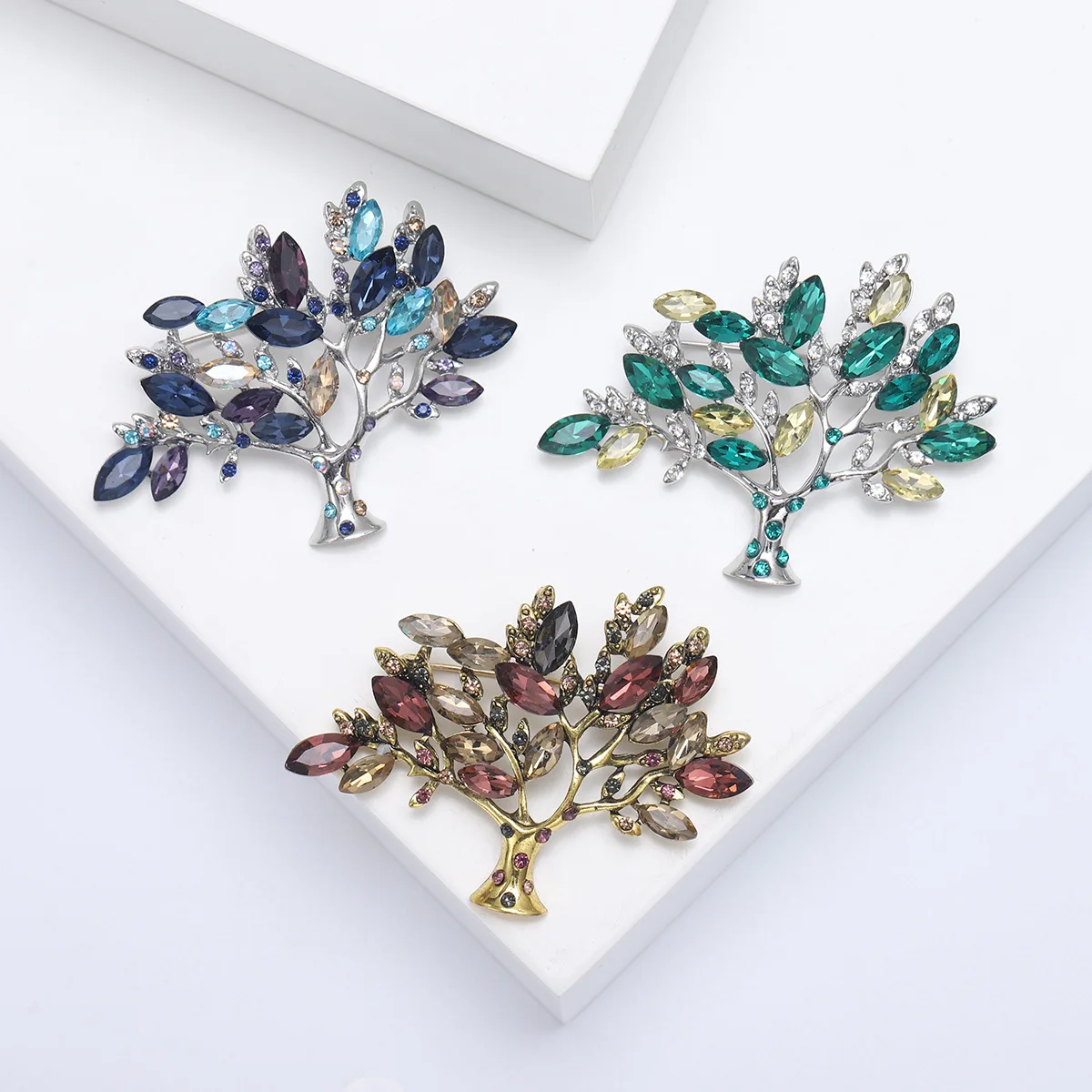 

Ladies Rhinestones Cash Tree Brooch Unisex Crystal Plant Pin Office Party Friends Gift Everyday Jewelry Accessories