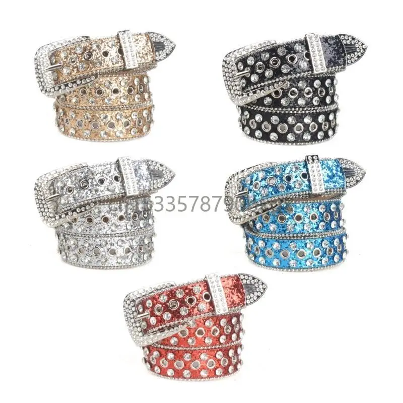 

Multi-Color Waist Belt Western Full Diamond Belt Cowgirl Cowboy Belt J78E