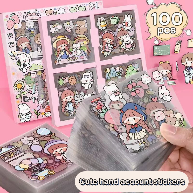 40Pcs PET Pattern Cartoon Scrapbooking Cute Sticker DIY Handbook Kawaii Stickers Decoration Stationery Supplies