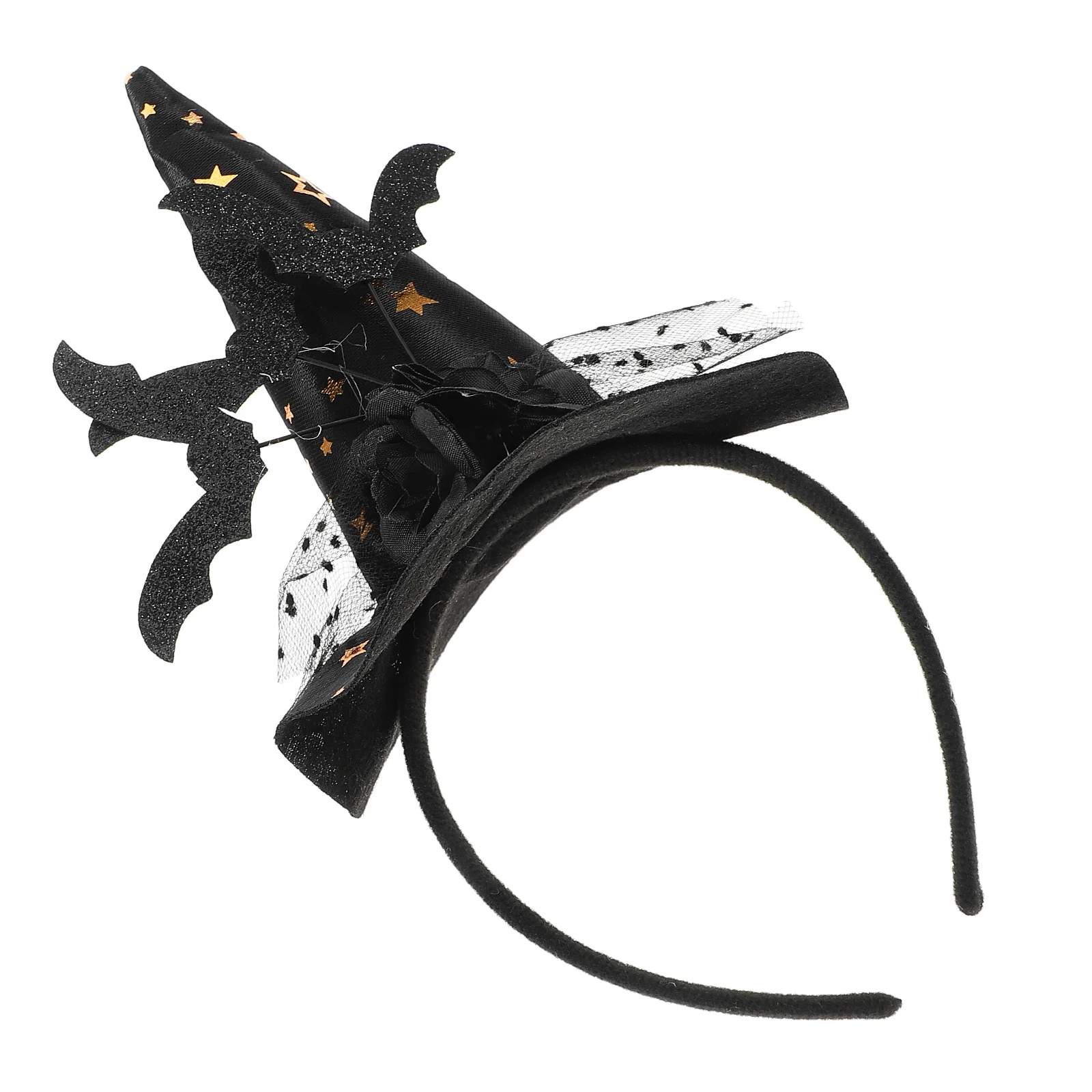 Sombrero de bruja, diadema de encaje, accesorio de disfraz de Halloween, diseño elegante de murciélago, accesorios para la cabeza de mujer, diadema de encaje