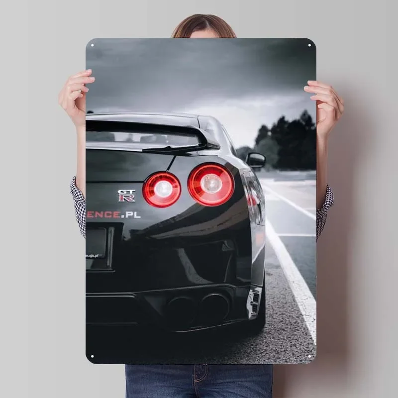 Nissan GTR Tinplate Signs Car Poster Tin Sign Retro Metal Sign for Garage Wall Art Decoration Modern Home Decoration Luxury Room