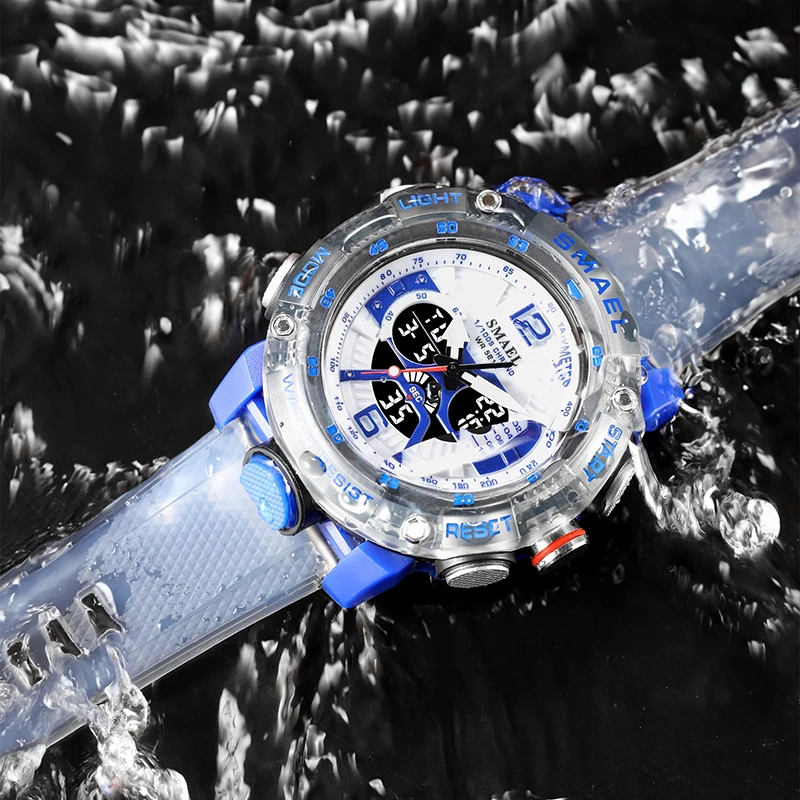 Sport Watches Men SMAEL Waterproof Analog Digital Quartz Wristwatches Male Fashion Stopwatch Alarm Clock 8058 Man Watch 2023 New