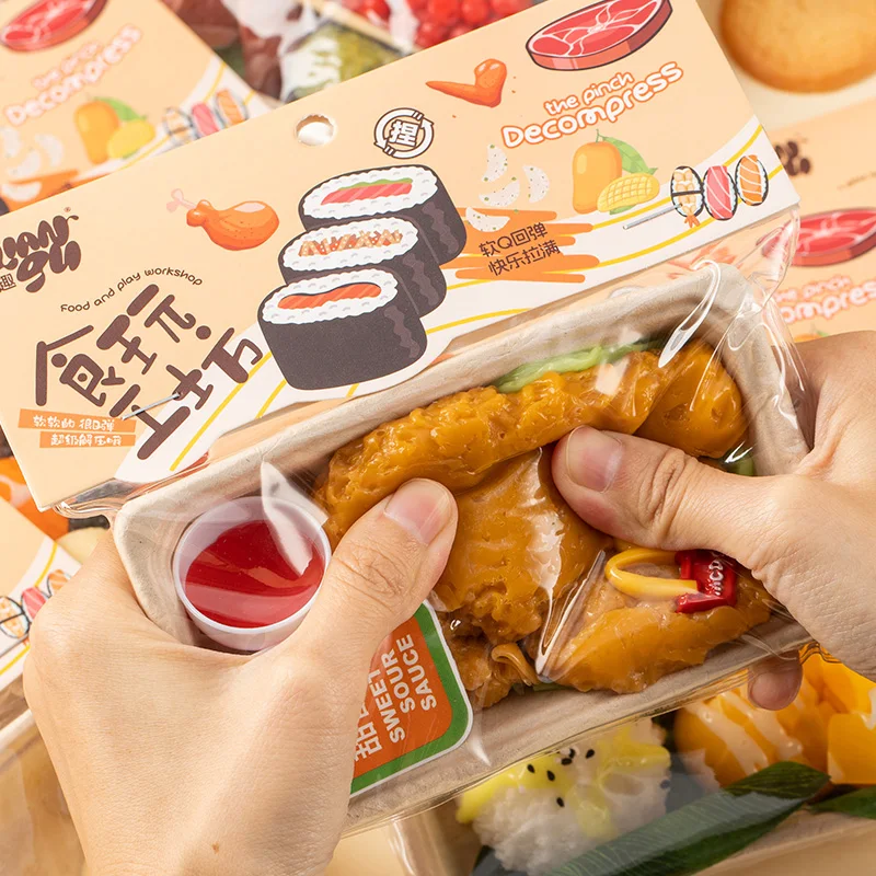 Lustige Simulation Lebensmittel Fidgets Spielzeug Sushi Obst Mochi Squishy Sensorisches Spielzeug für Kinder Erwachsene TPR Squeeze Stress Relief Abreact Spielzeug