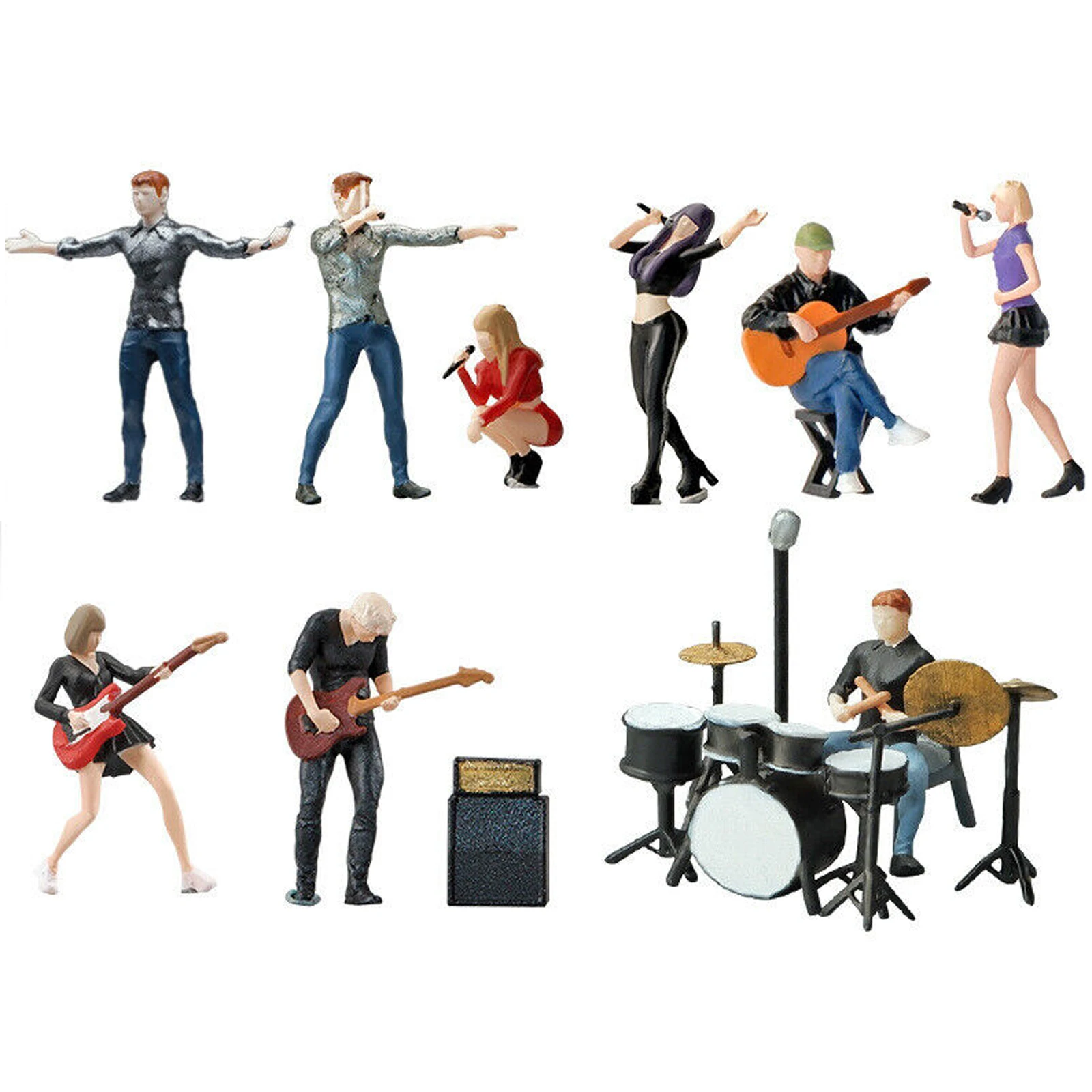 New 1/64 Diorama Figure Model City Street Band Performance Scene Display Model Doll toys for childrens gifts for friends