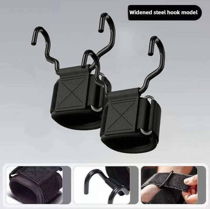 1 Paar Gewichtheffen Haakgrepen Met Polsbandages Handstang Polsband Gym Fitness Haak Gewichtsband Pull-Ups Power Lifting Handschoenen