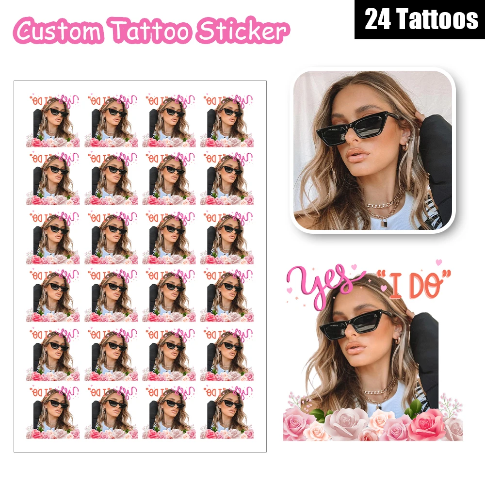 

24 Designs Yes I do Pink Dream Wedding Rose Flowers Phrases Words Customized Personalized Waterproof Temporary Tattoo Sticker