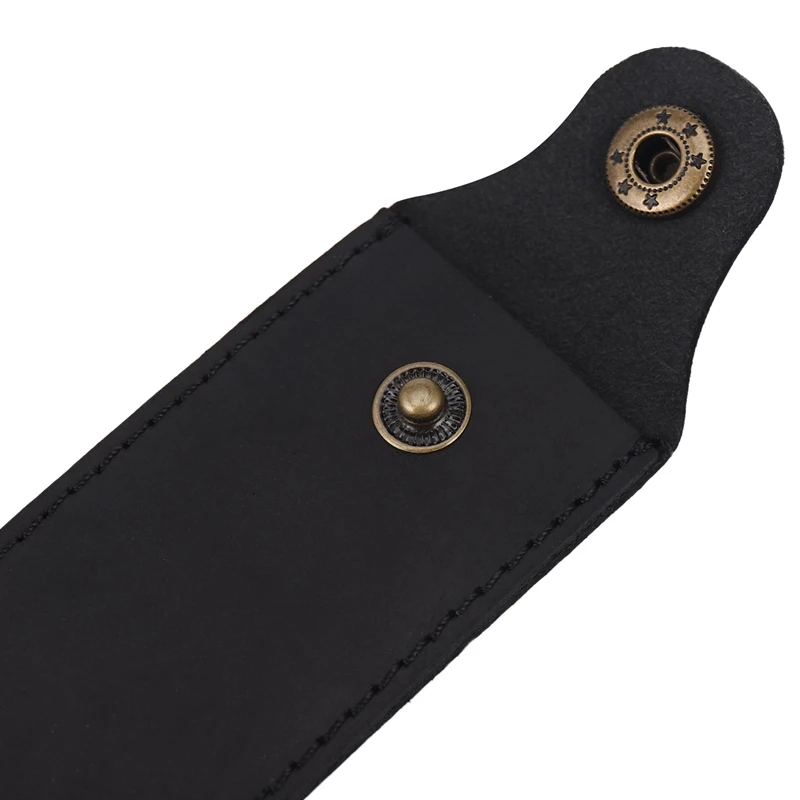 2X Genuine Leather Pen Pouch Holder Single Pencil Bag Pen Case With Snap Button For Rollerball Fountain Ballpoint Pen