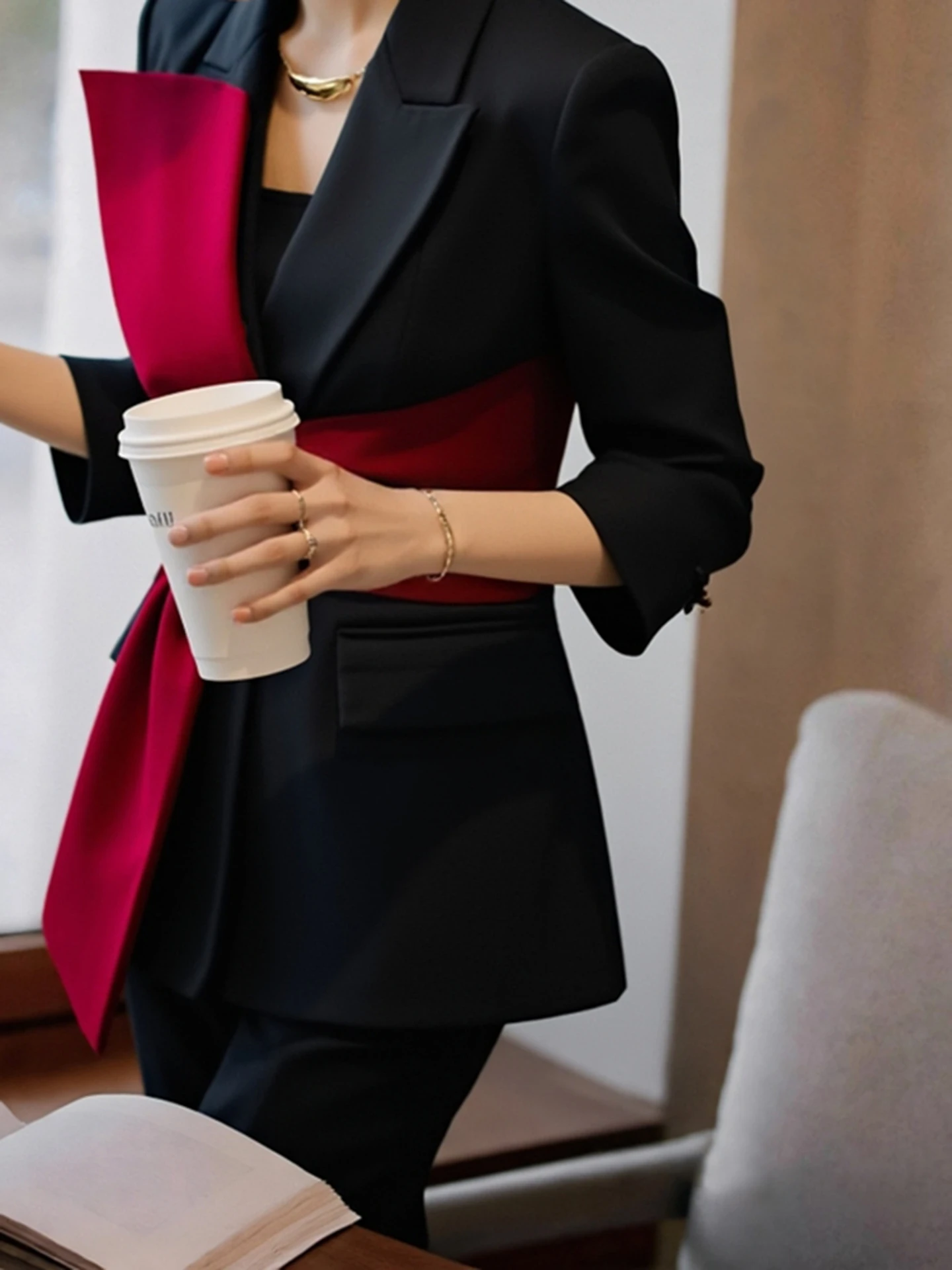 Costume pour femme Ele Early Spring Jaet Fragile Sle Profional Ensemble deux pièces pour un luxe léger Ocns important...