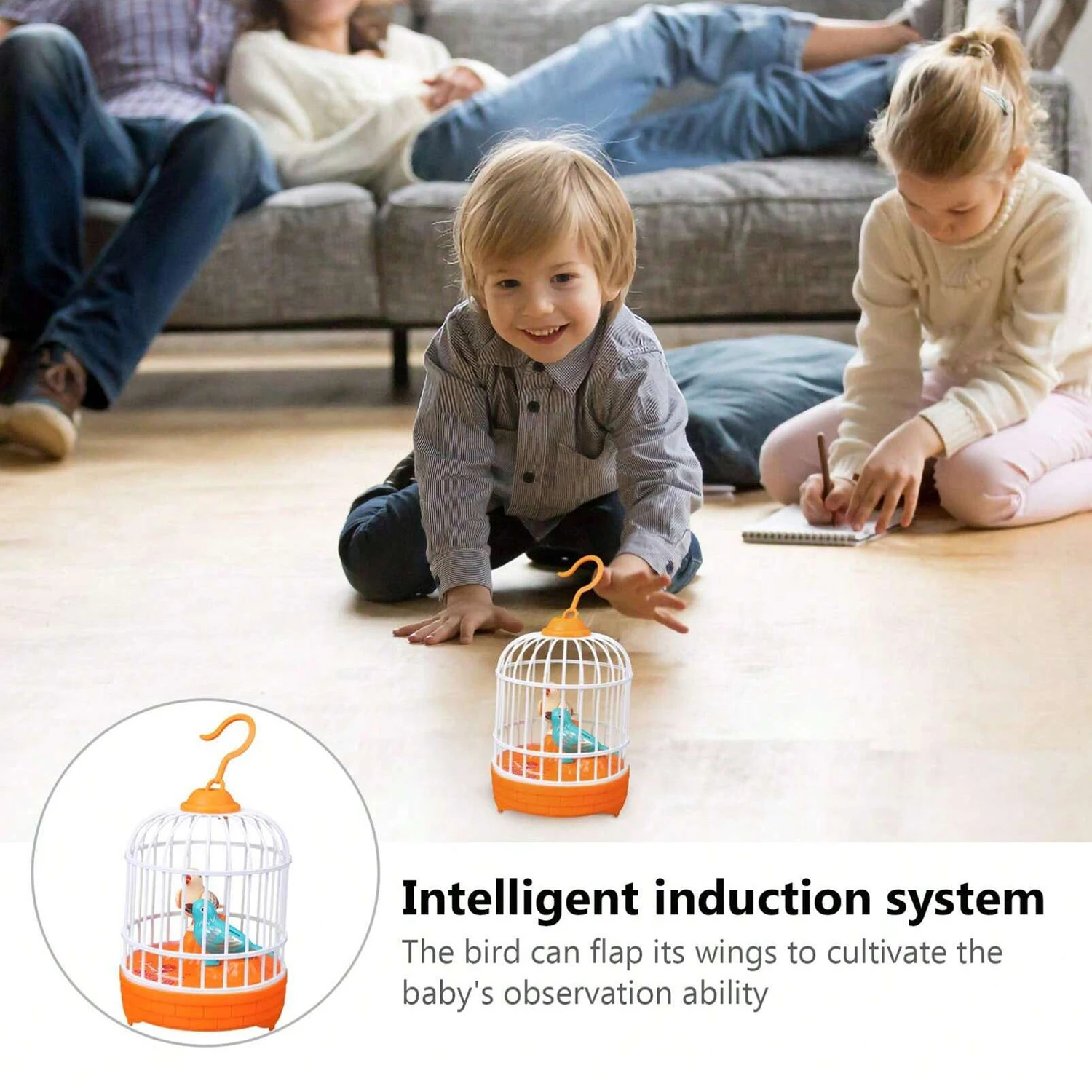 Children's tongue learning bird cage toy simulation voice controlled electric interactive bird cage gift novel and unique