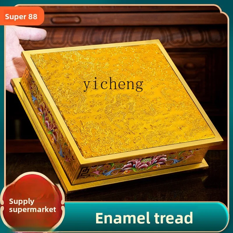 

TWR household enamel color gold Guanyin Bodhisattva statue heightening base lotus offering platform
