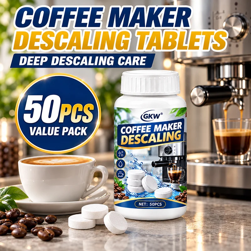 Coffee Machine Cleaning Tablets 50, Descaling Effervescent, Espresso & Capsule Machines, Freshen Parts, Maintain Performance