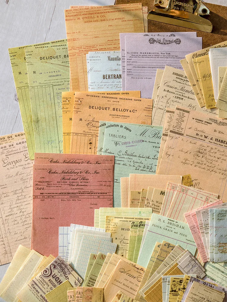 100pcs Vintage Scrapbooking Light Paper Kit DIY Junk Journal Collage Stationery Background Decor Materials for Creative Projects