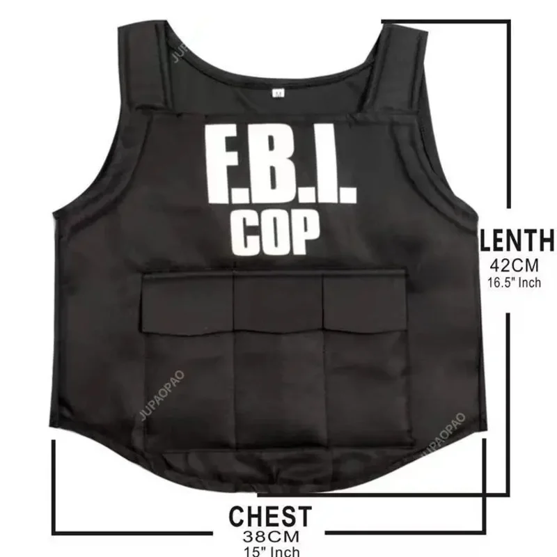 Children FBI SWAT Suits Cosplay Clothing Mini Bulletproof Vest Helmet SWAT Suit Set Halloween Party Dress Up Birthday Gift
