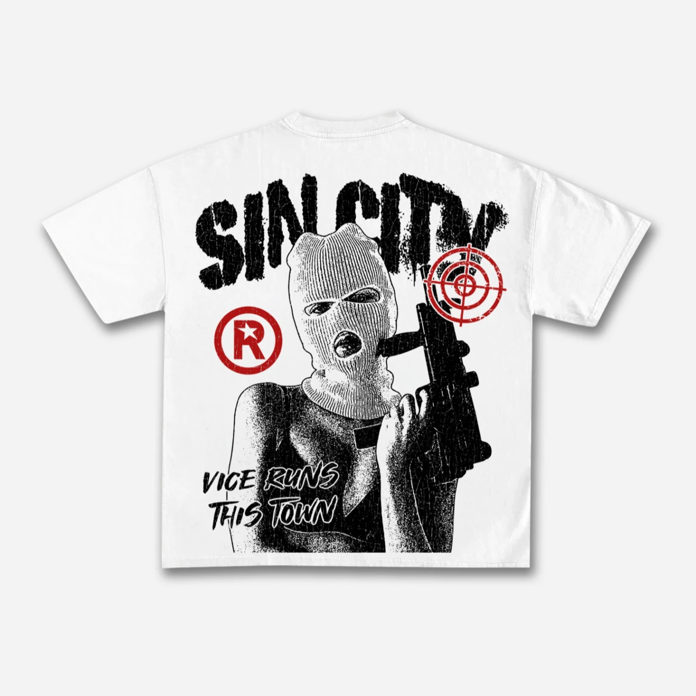

Sin City Vice Runs This Town Gangster Streets Vintage Graphic Cotton Print T-shirt Men Women Short Sleeves Oversize Casual Tops