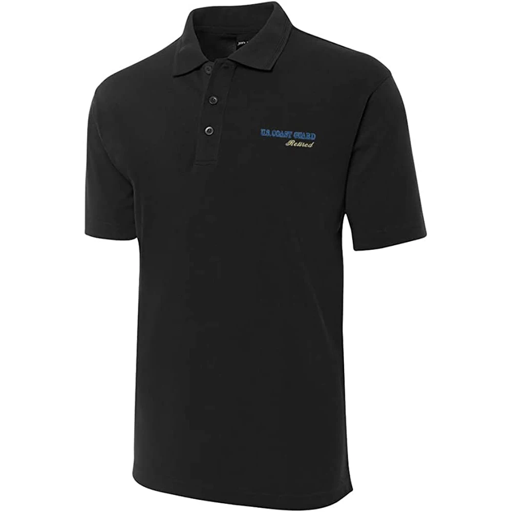 

US Coast Guard Retired Embroidered Short Sleeve Polo Shirts Classic Embroidery Men's Polo Shirt