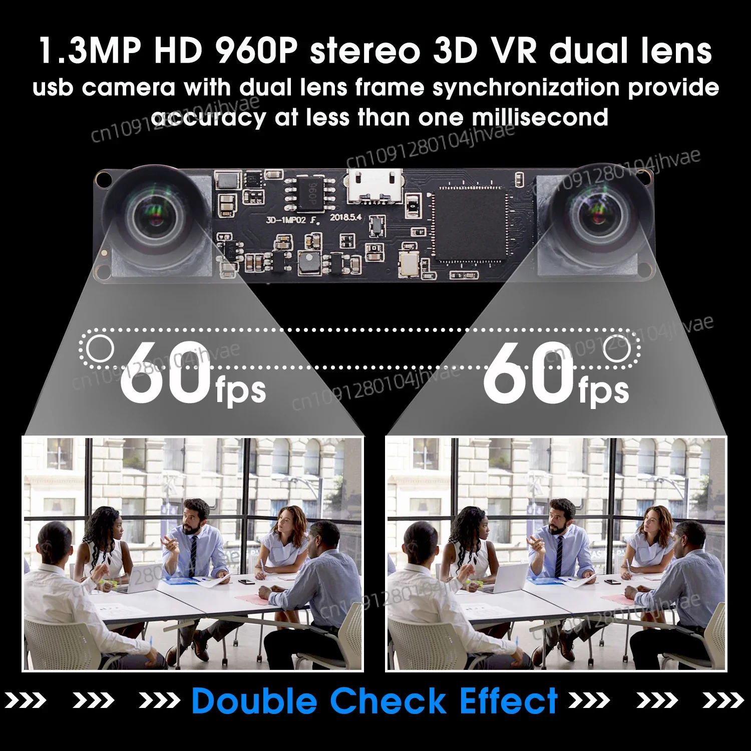 NEW ELP 3D Stereo Usb Camera Module Free Driver 2560x960P 60fps No Distortion Dual Lens synchronization Webcam for Robot vision