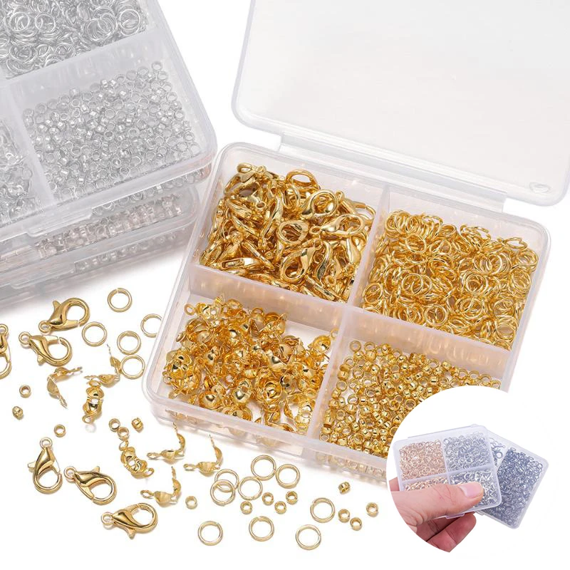 500Pcs/Box Jewelry Making Kit Lobster Clasps & Jump Rings With Box For DIY Chain Necklace Bracelet Anklet Supplies Connectors