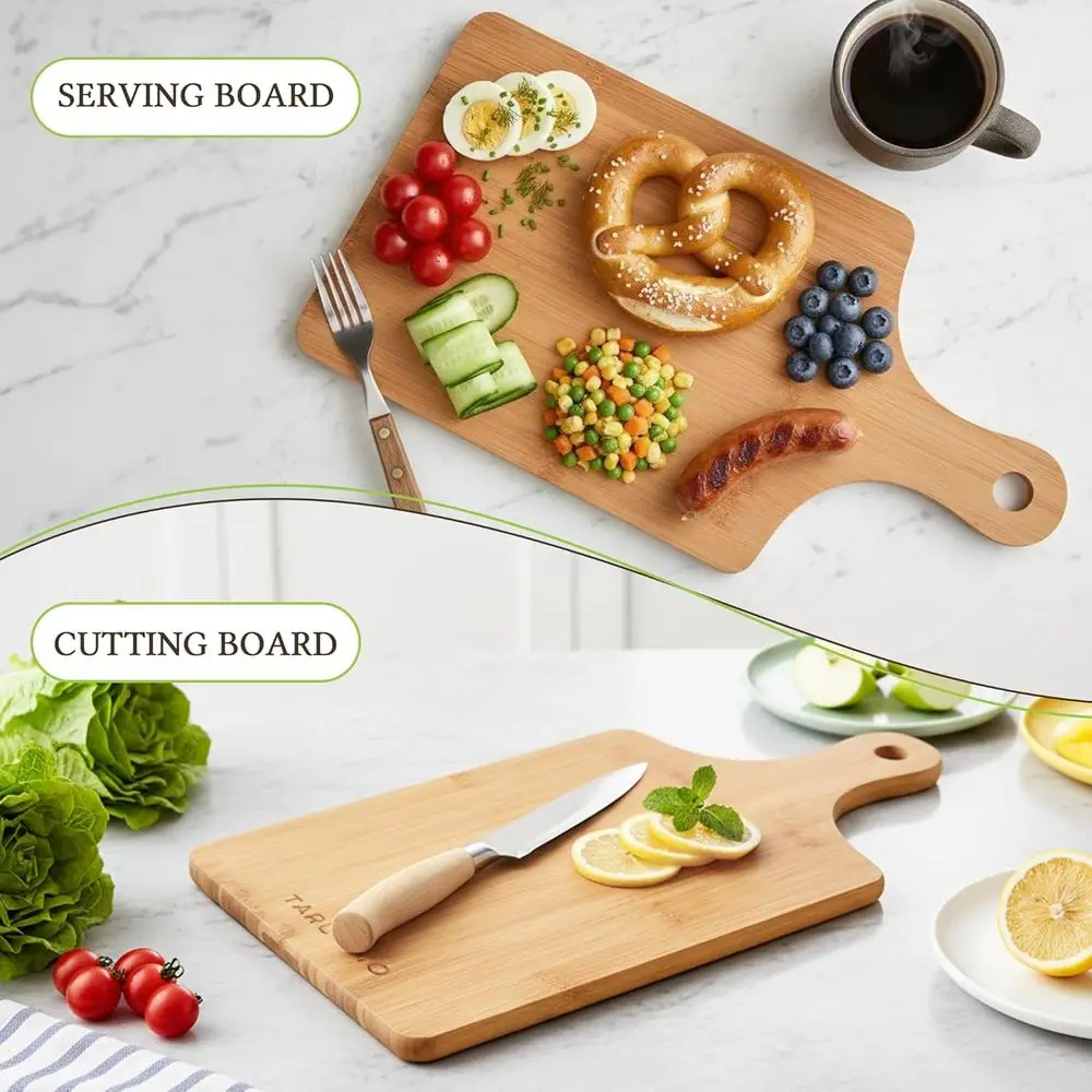 Set di 12 tagliere in bambù, manico incluso, tavoli da cucina e da portata, 15,8 x 7,9