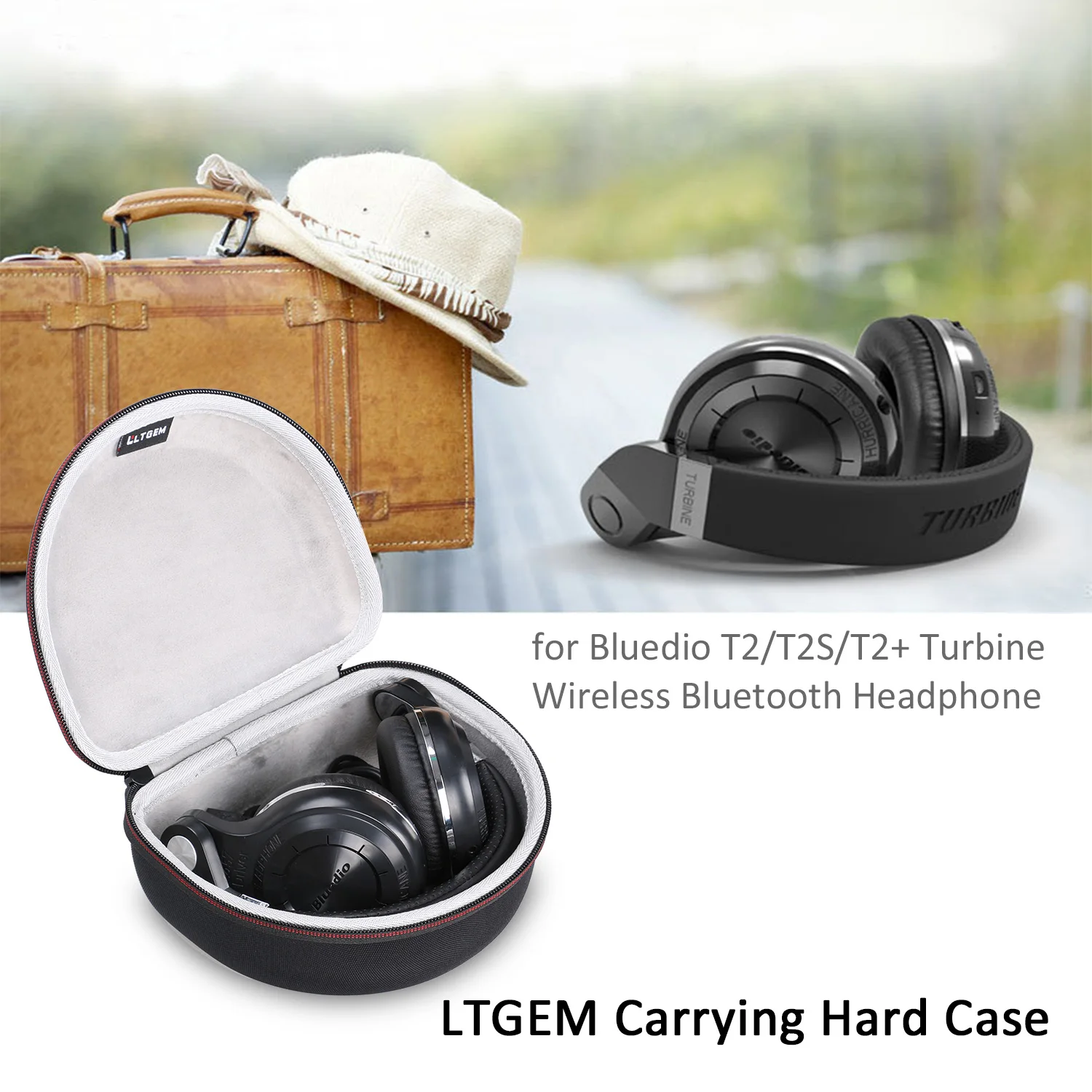 LTGEM-EVA Estojo rígido para fones de ouvido Bluetooth sem fio, Saco De Armazenamento De Viagem, Saco De Transporte Sem Fio para Bluedio Turbine T2s