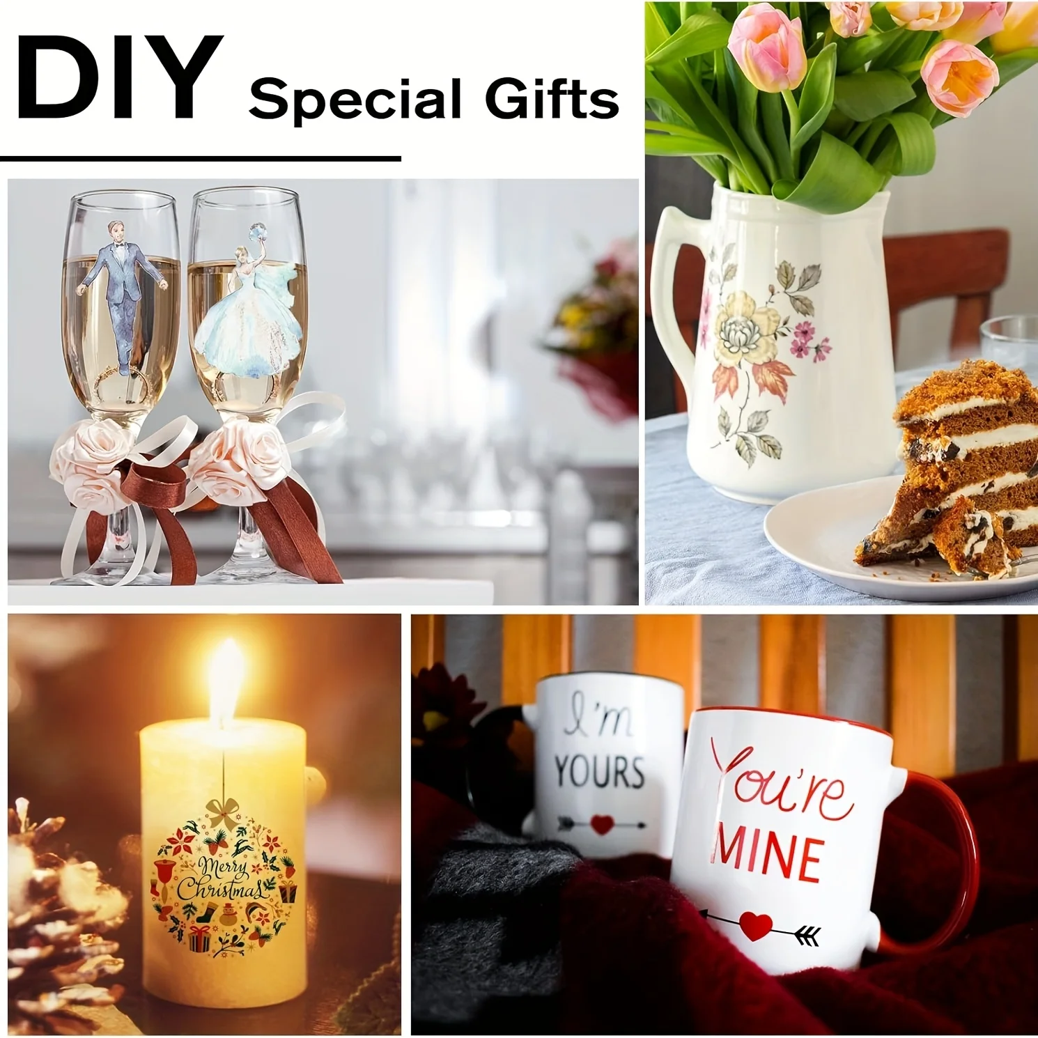 HUSPER Waterslide Decal Paper for Inkjet Printer - Clear Transparent - 5 Sheets Water Slide Transfer Paper - 8.3x11.7 Inches