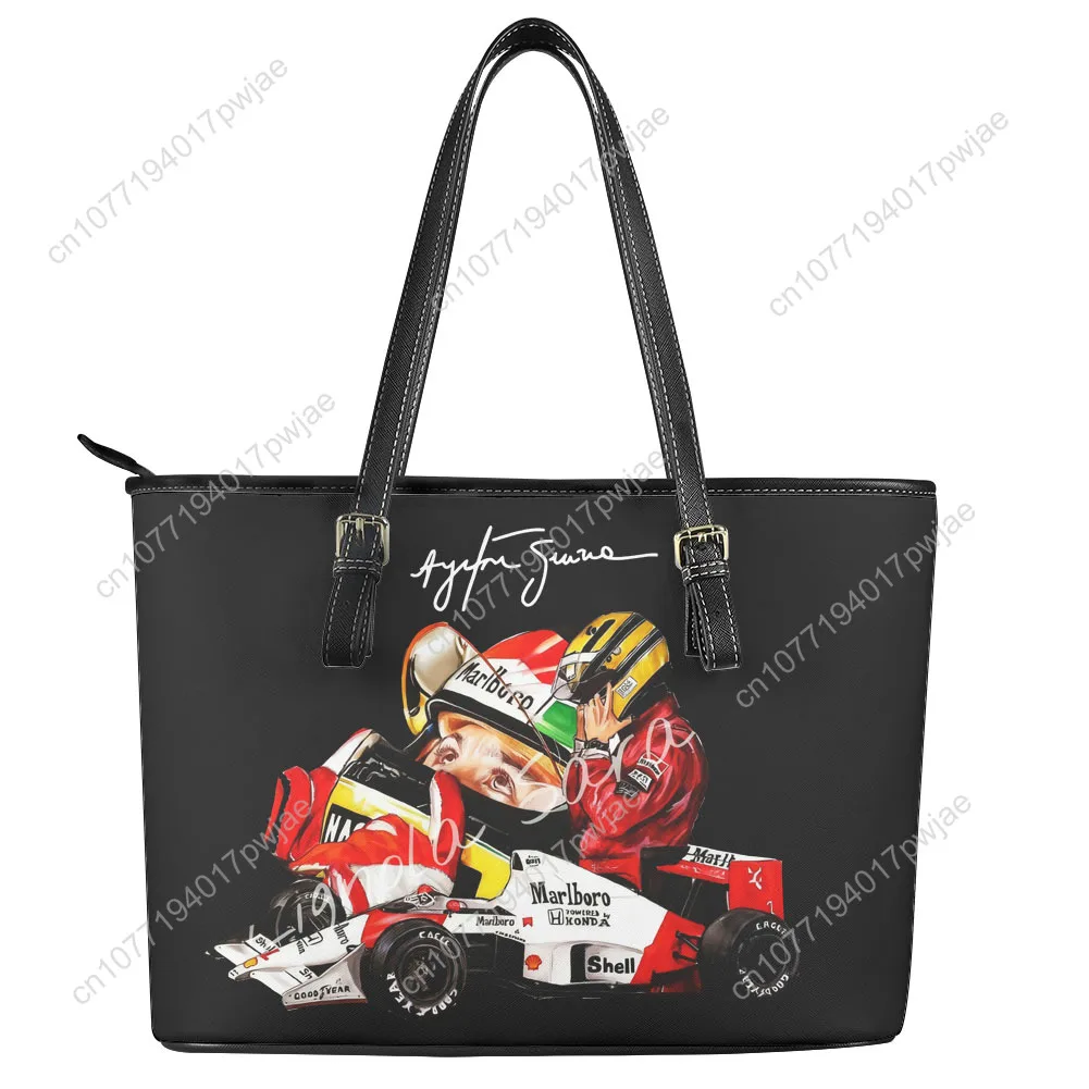 アイルトン・セナ-レーシング-グラフィックス-カスタム-ハンドバッグ-レディース-メンズ-パーソナライズされたトートバッグ-ショルダーバッグ-ビジネス-レザー財布-トラベルバッグ-ギフト