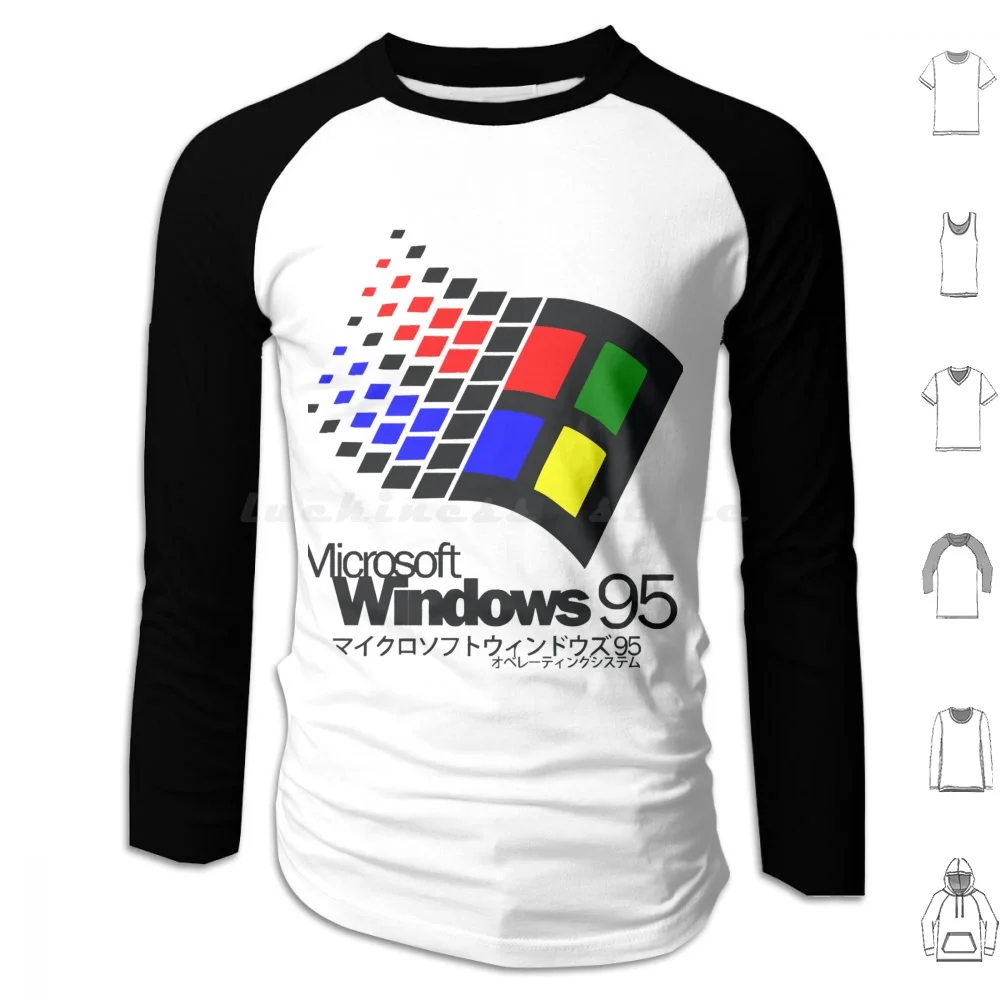 Windows 95 Logo Active Hoodie cotton Long Sleeve 95 Windows 95 Windows Vaporwave Microsoft Retro Computer 90s Pc