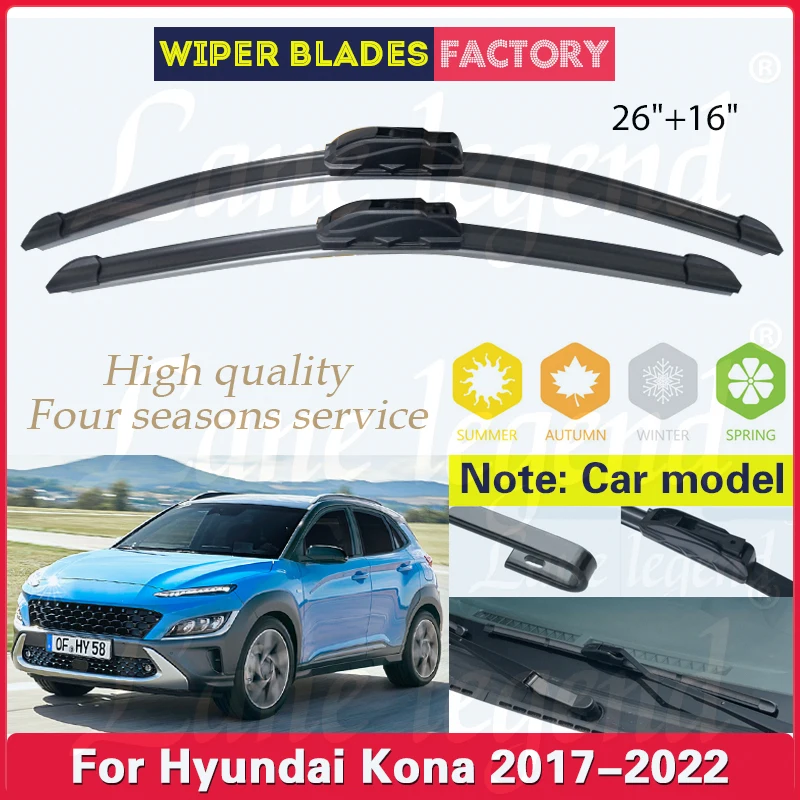 2pcs For Hyundai Kona 2017 2018 2019 2020 2021 2022 Car Wiper Blades Windshield Windscreen Front Window 26