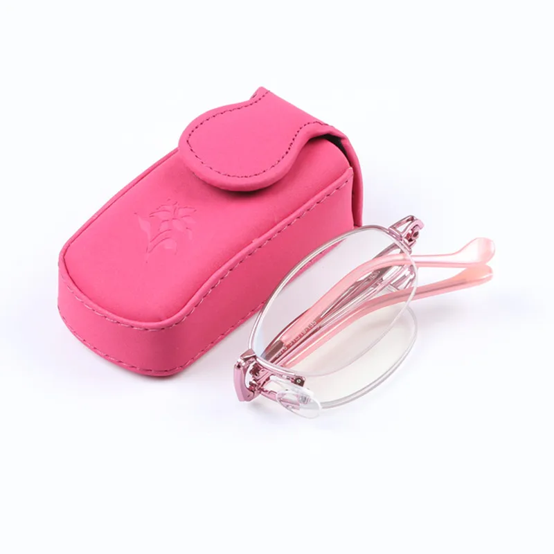 

Portable Pink Folding Reading Glasses Women Eye Protection Eyeglass With Case Anti blue Presbyopic Glasses Gift For Old