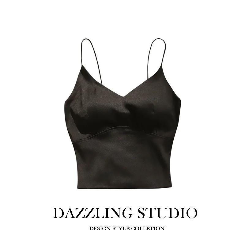 

Сексуальный пикантный топ-бюстье с V-образным вырезом и бретельками, женская нижняя одежда, базовый слой с нагрудными вкладышами, топ-бюстье из ацетата, летняя верхняя одежда, короткий рукав, повседневный стиль