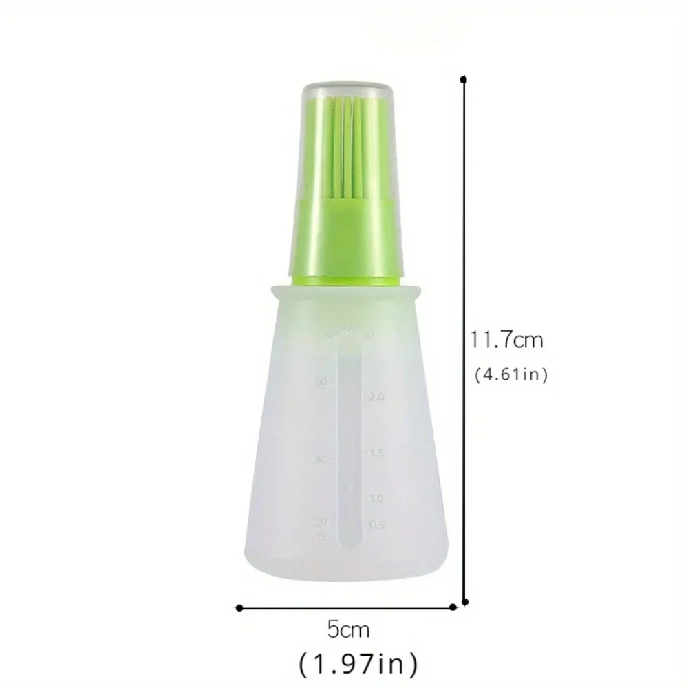 1pc Silicone Portable Oil Bottle Brush, Outdoor Convenient Barbecue Oil Pot with Scale Brush BBQ Kitchen Tools