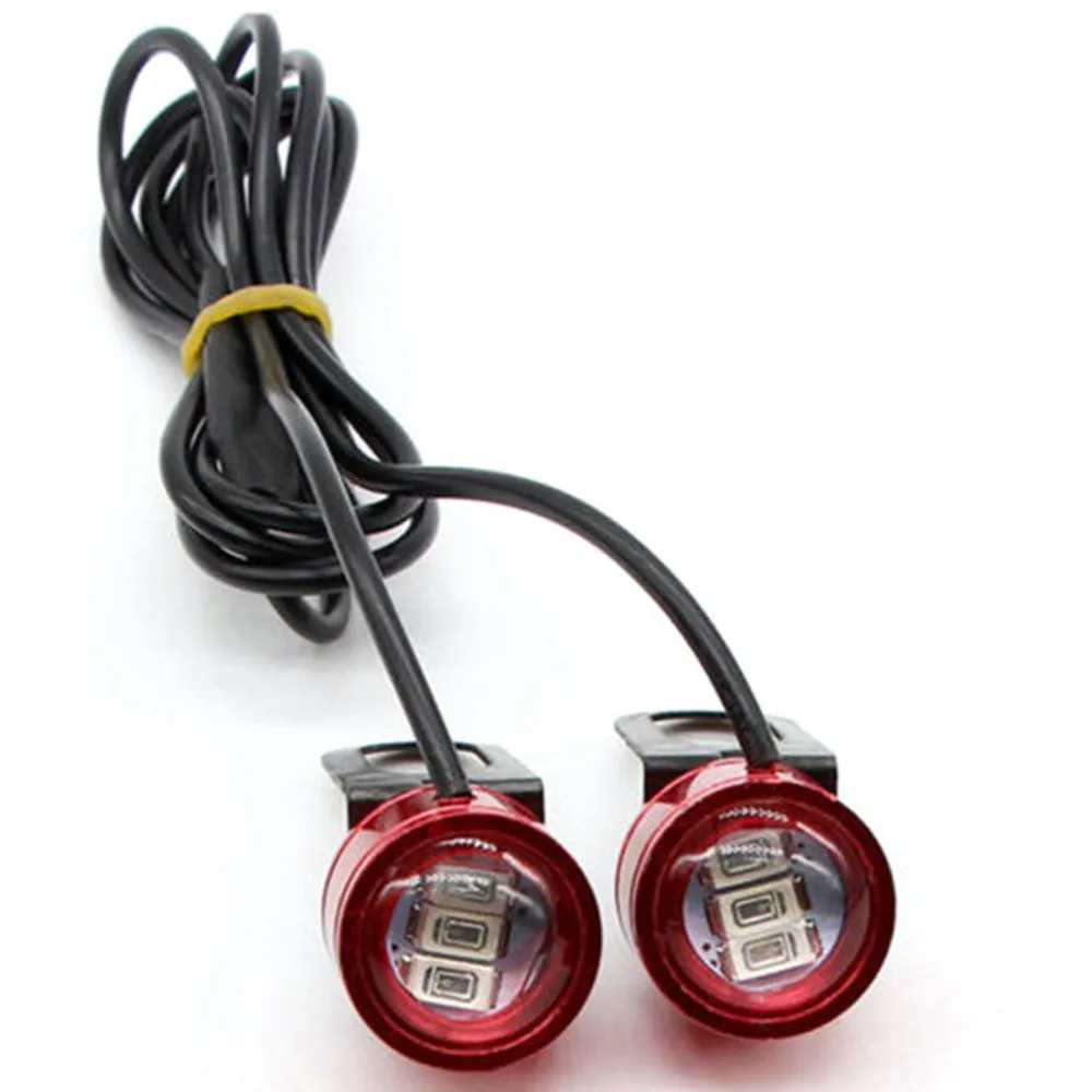 

2 x DC 12V Red DRL Motorcycle Rearview Mirror Eagle Eye 3 LED Flash Strobe Light Waterproof Aluminum Safety Signal Lights