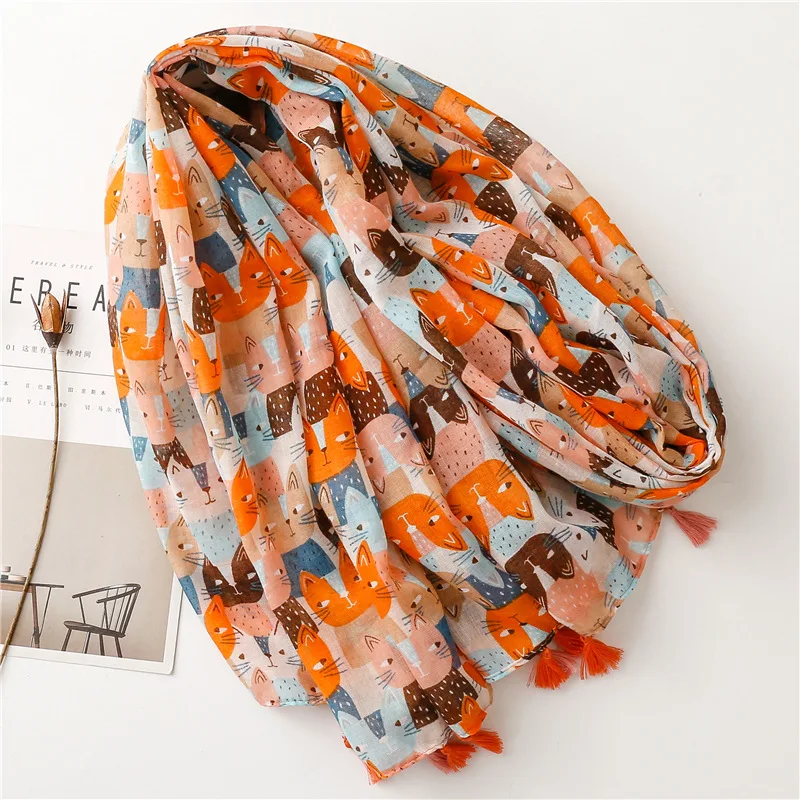 Luxus Marke Baumwolle Schal Frauen Große Schals Design Hijab Echarpe Druck Quaste Schals Dame Strand Stola Schalldämpfer Foulard Pareo – Detail 2