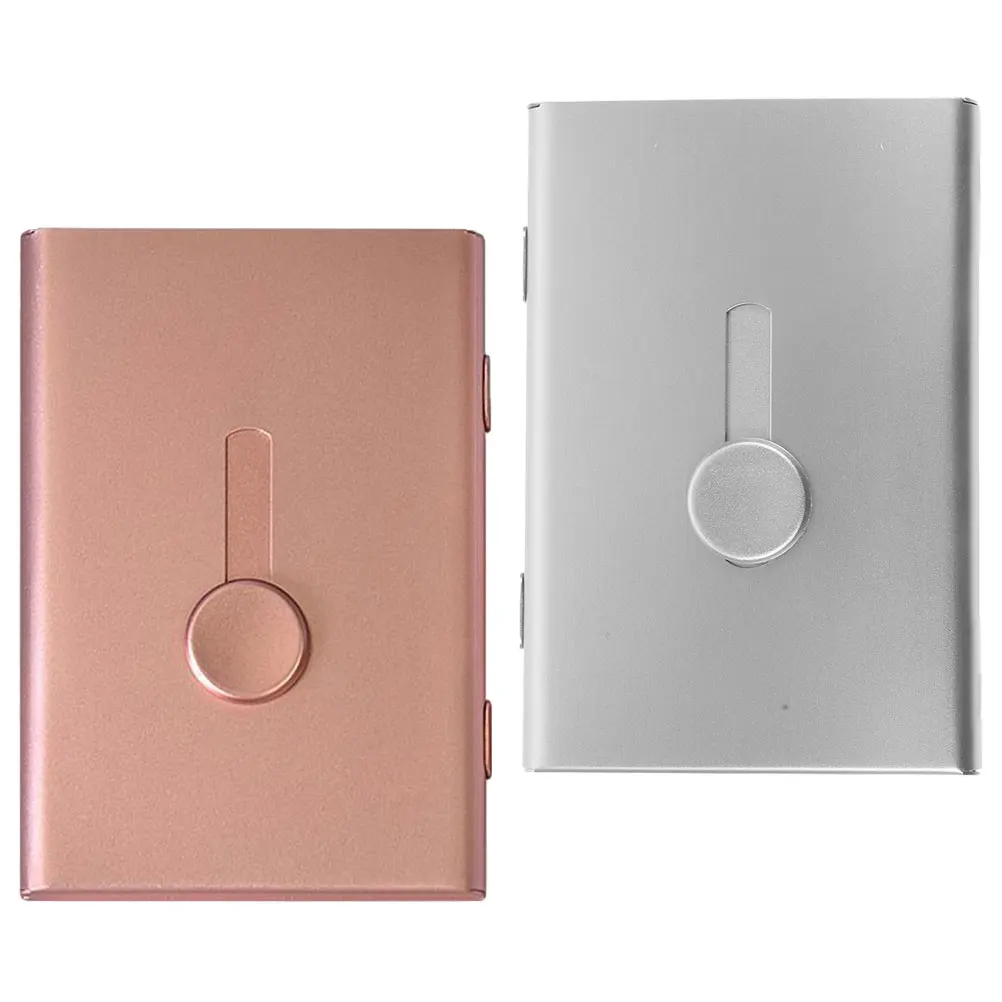 

2pcs Card Holder Aluminum Alloy Slide Out Case Storage Box Cards Business Card Holder Container Office Desk Organizer