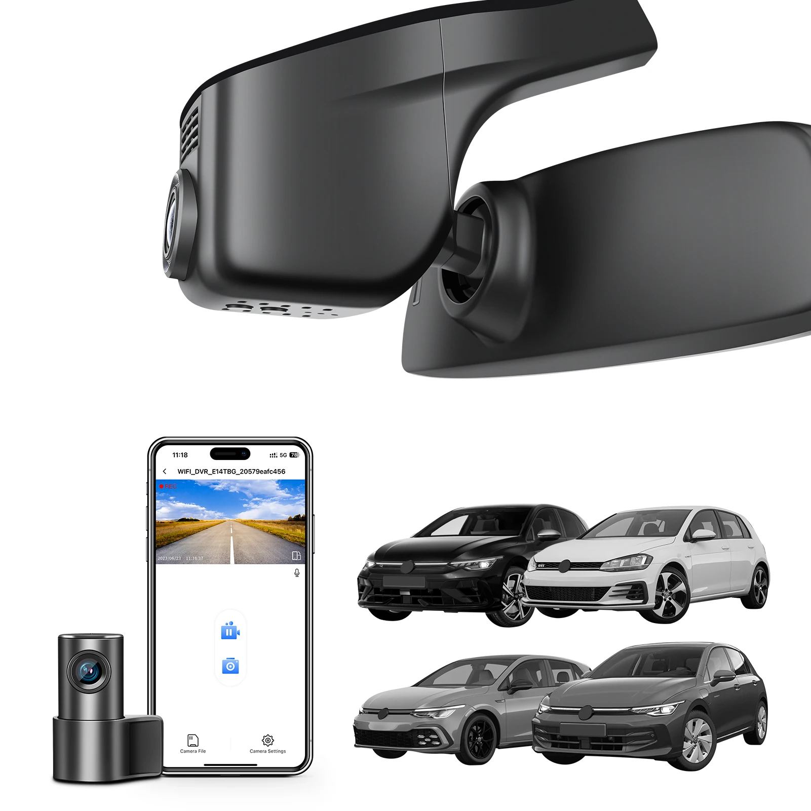 Mangoal 4K Dash Cam For Volkswagen Golf GTI R MK 7/7.5/8 Alltrack 4Motion Cupra 2015-2025 Car Camera With WiFi APP GPS DashCam