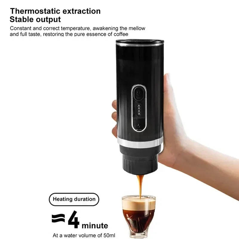 For Portable Italian Espresso Machine 3-in-1 Capsule Powder Electric Outdoor Car Mounted Wireless Heating Coffee Machine Fast