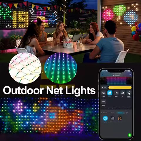 20M 800LEDs RGBIC Outdoor Net Lights String Flexible Matrix Grid Lights for Christmas Party Patio Backyard Garden Decor