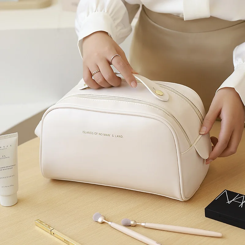 

Double zipper makeup bag, large capacity toiletry bag, travel portable, women's high-end skincare storage bag