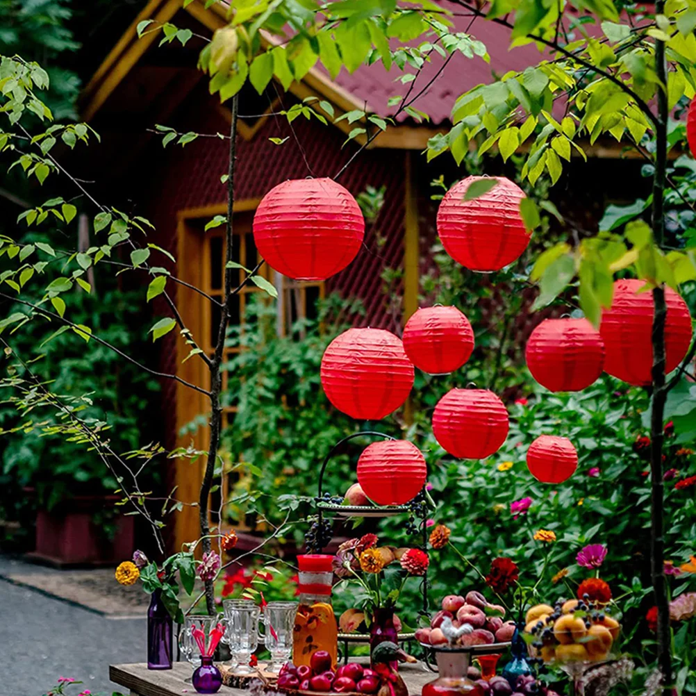 

25pcs Hanging Paper Lantern Decor Round Festival Wedding Party Holiday Garden Decoration Outdoor Indoor Lighting