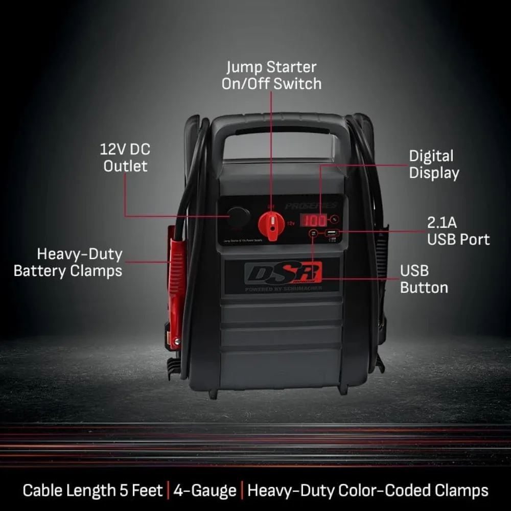 مشغل بطارية السيارة dsr proseries - 4400 ذروة أمبير 12 فولت، صندوق القفز ومحطة طاقة محمولة - شاشة ديجيتال، هو #5
