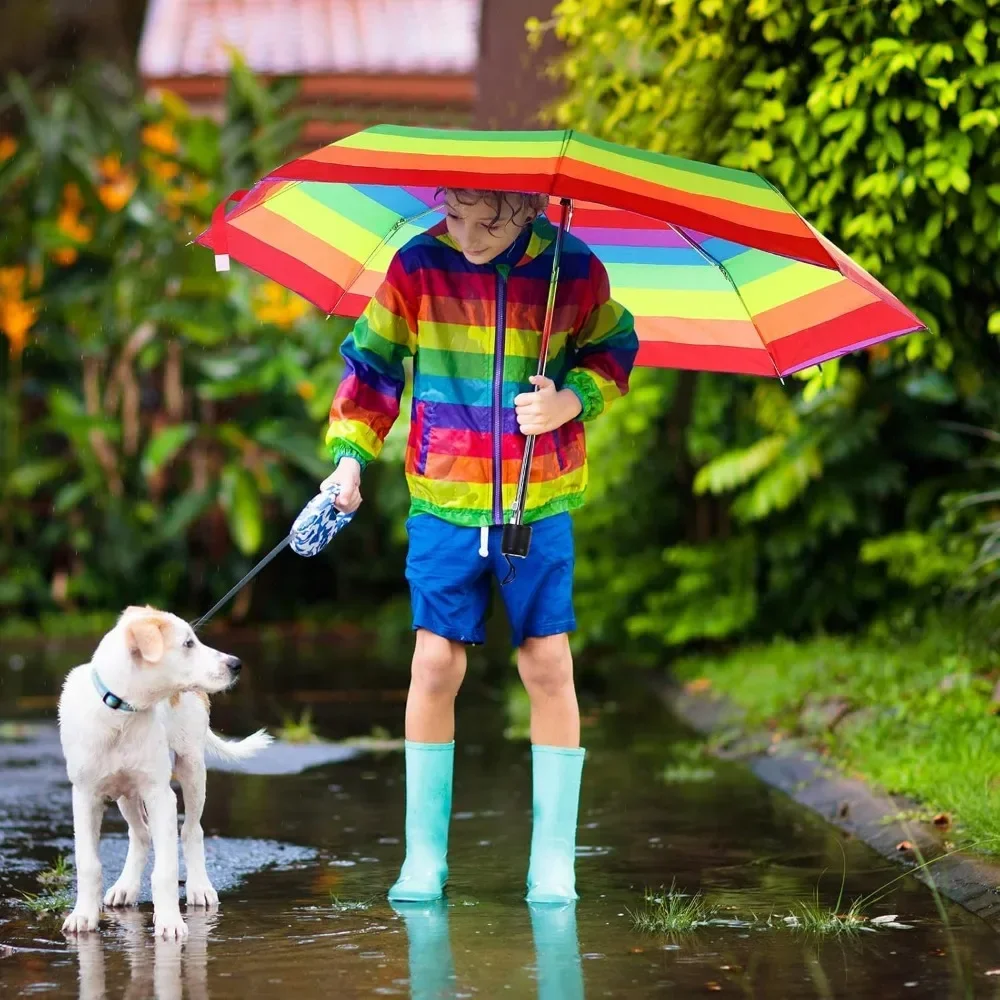 24 Pcs Rainbow Umbrella Bulk Compact Portable Tri Fold Collapsible LGBT Pride Umbrella for Adult Kid Travel Rain Windproof (Brig