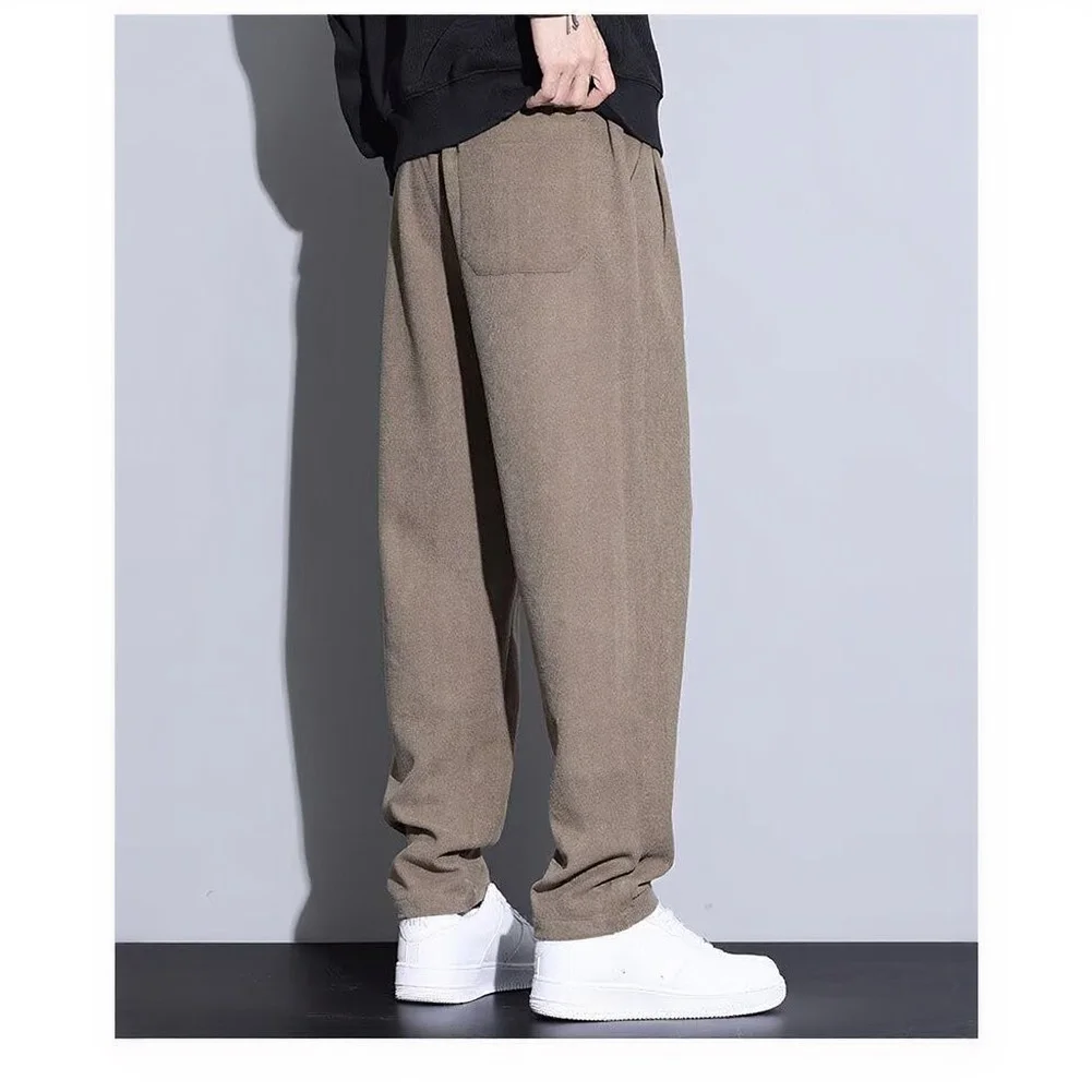 Men's Korean Style Straight Leg Casual Trousers Polyester Loose for Fit Sports Pants for Spring Summer Autumn Winter Full Length