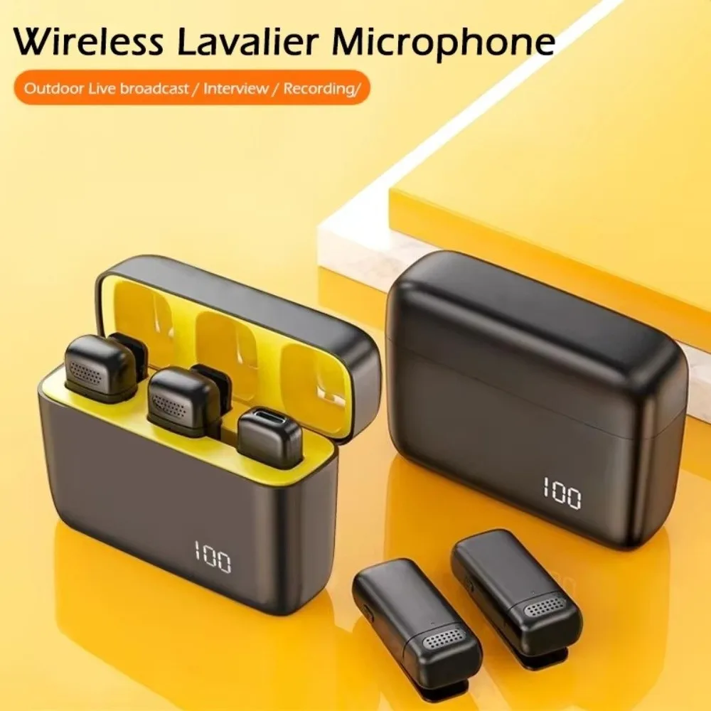 

Mini Wireless Lavalier Microphone Intelligent Noise Reduction Plug Play Lapel Microphone with Charging Case Professional