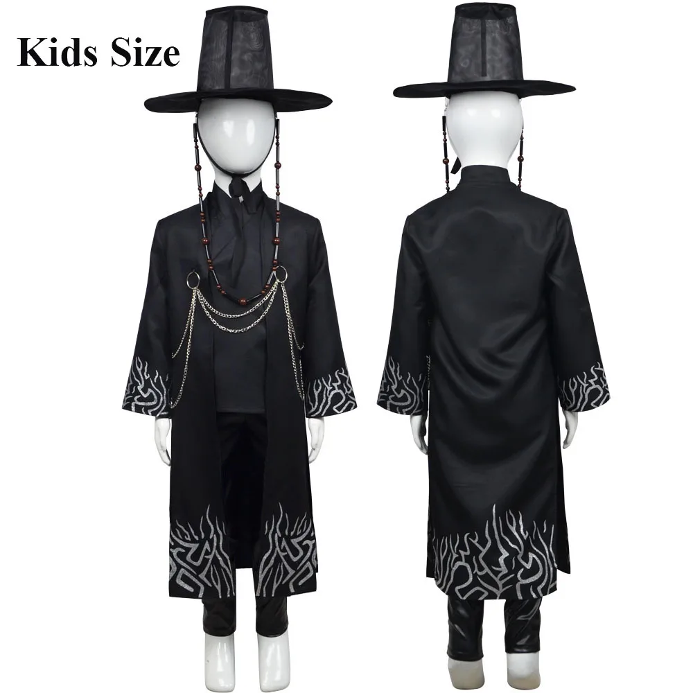 

Kids Boys Saja Boys Cosplay Costume Kpop Demon Hunters Jinu Disguise Uniform Hat Set Kimono Outfits Halloween Carnival Suit