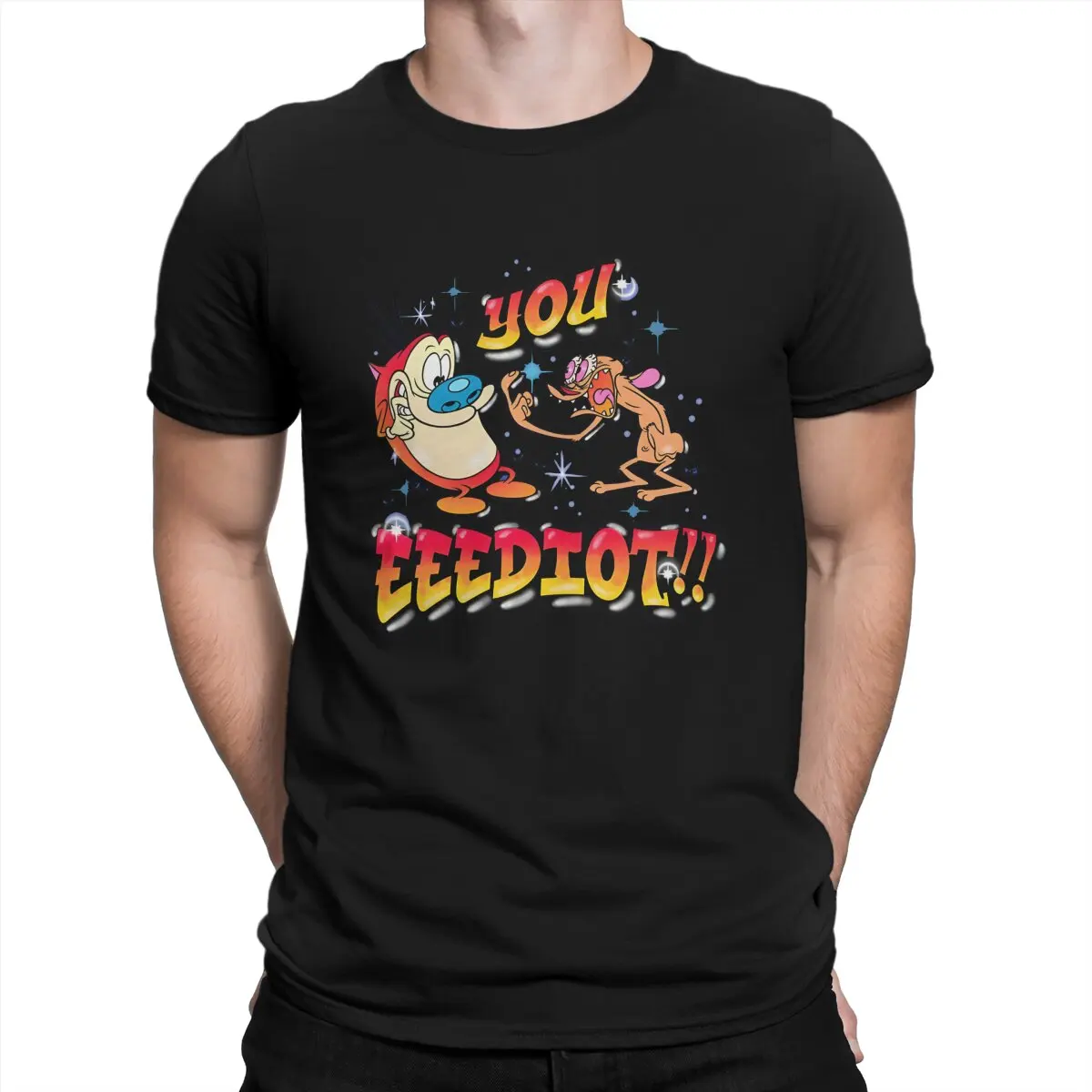 You Eeediot Airbrushed Poster The Ren & Stimpy Show Anime Men T Shirt Cotton Punk Crewneck TShirt Harajuku Short Sleeve